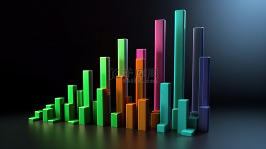excel财务背景图片_描述业务增长和成功的财务图表的 3D 渲染插图