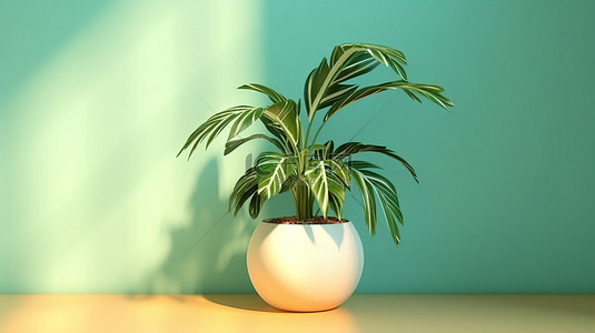 树叶绿色植物背景图片_迷人的室内树叶 3D 渲染