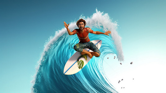 卡通乐趣背景图片_以 3D 形式体验高卢冲浪的乐趣