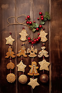 墙上的饼干和圣诞装饰品
