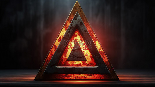 指示危险的三角形标志的 3d 渲染