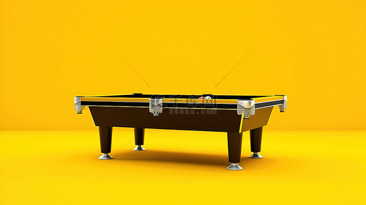 黄色背景上的独立台球桌的 3D 插图