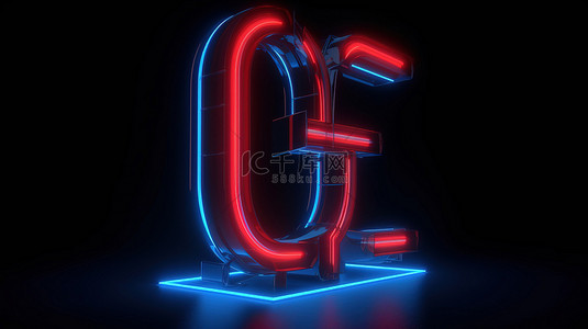 蓝色字母包含 3d 呈现的霓虹红色大写字母 j