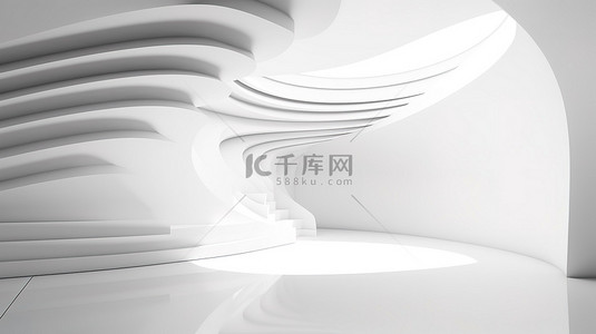 背景ppt模板背景图片_时尚的白色抽象建筑简约的 3D 渲染