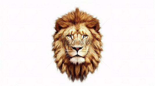 白色背景上孤立的狮子头的 3d 渲染