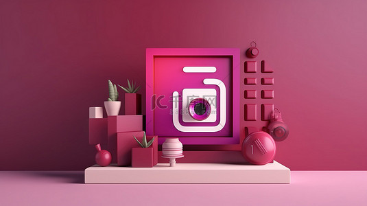 故事海报背景图片_Instagram 直播的 3D 渲染海报概念
