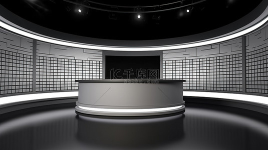 虚拟新闻演播室背景与 3D 电视墙完美适合电视节目3D 渲染