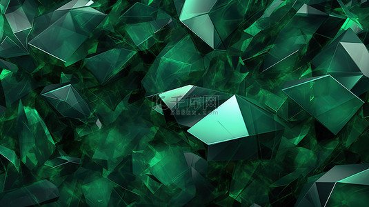 三角形绿色水晶背景令人惊叹的 3D 插图