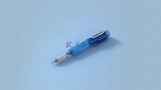 笔的背景图片_蓝色背景上隔离的可挤压修正笔的 3D 插图