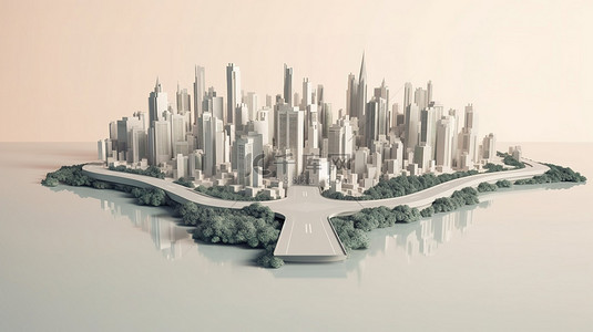 超现实的 3D 艺术作品在令人惊叹的城市景观和悬浮岛屿中飞翔