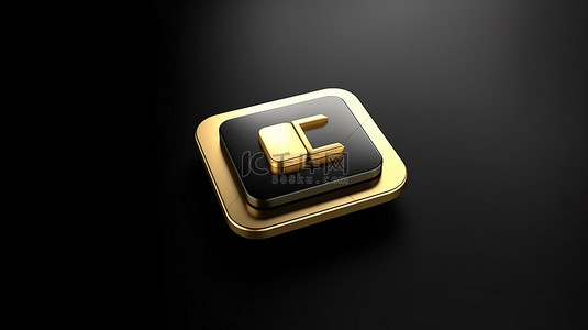 金色股票符号时尚 3D 黑色方形钥匙按钮 ui ux 元素