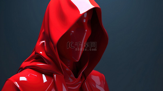 小红带背景图片_3d 渲染中带红罩的抽象人物形象