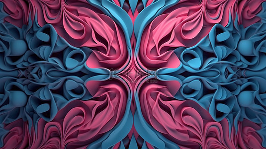 蓝色简单几何背景图片_粉红色和蓝色的几何装饰风格令人惊叹的 3D 插图