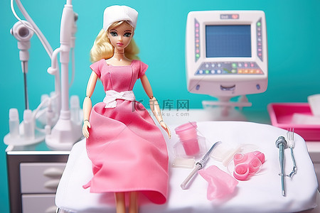 芭比娃娃被安置在手术室里