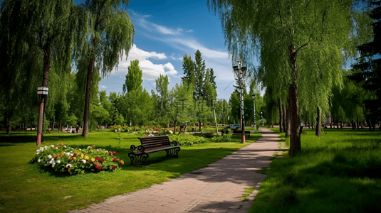 夏季城市公园高清摄影图