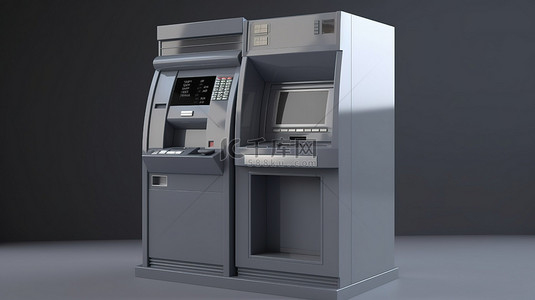 信用卡或借记卡和 atm 在 3d 渲染中包含剪切路径