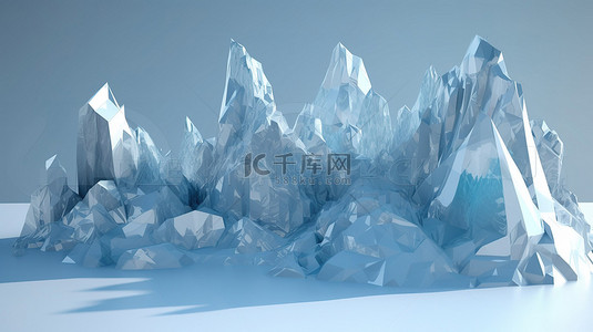 山水山水风景背景图片_以 3d 呈现的低聚冰山