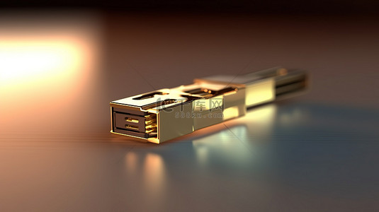 插入 USB 闪存驱动器的笔记本电脑的 3D 渲染