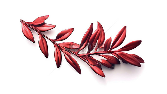 白色背景的渲染 3D 图像，饰有红橄榄枝月桂叶