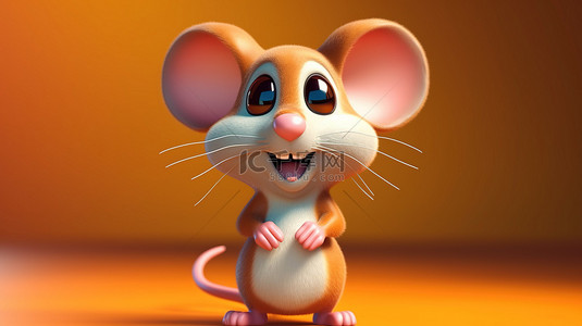 卡通老鼠背景图片_关闭了卡通鼠标的 3D 插图