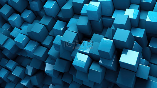 3D 抽象背景与蓝色和青色调色板