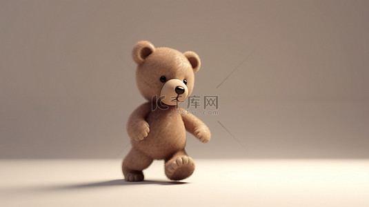 可爱的 3d 渲染泰迪熊散步