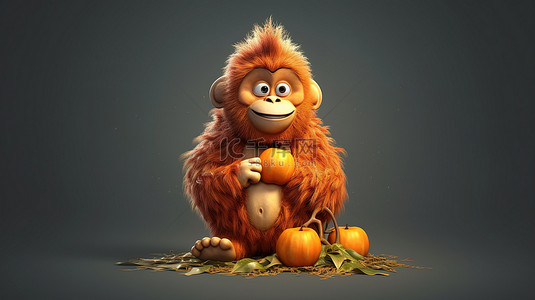 猴子下山背景图片_猩猩的有趣 3D 插图