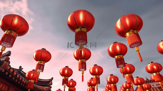 3d 渲染的中国新年元宵节