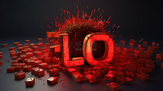 病毒攻击背景图片_DDoS 攻击的插图在 3D 创建的数字背景上充满活力的红色 DDoS 文本