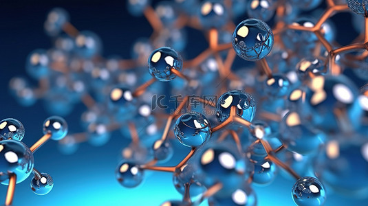 原子分子医疗横幅和传单 3D 插图的动态背景