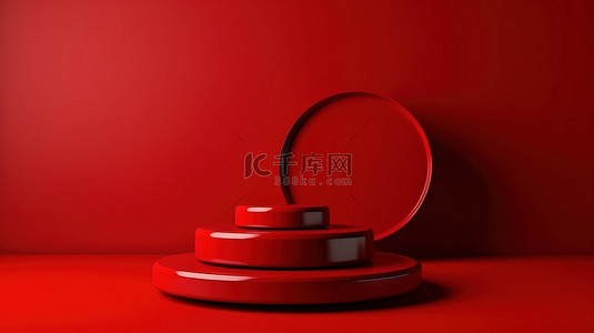 使用醒目的 3D 插图以大胆的红色背景为讲台来宣传您的产品