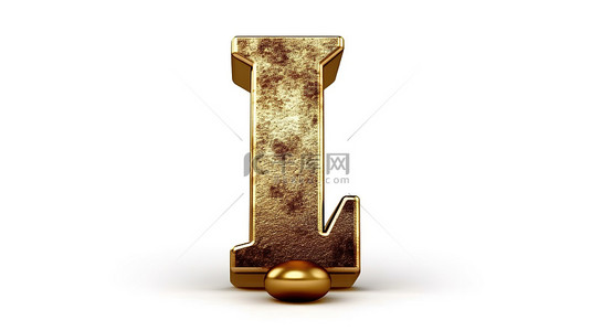 金金属质感背景图片_带有感叹号符号的白色背景和带有闪亮金属质感的 3D 渲染锤击黄铜标志