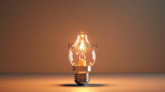 灯泡节能背景图片_节能3D玻璃灯泡和燃烧蜡烛理念的简约概念
