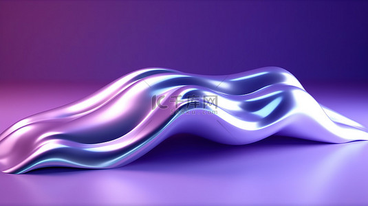 光滑的金属形式在充满活力的紫色背景 3d 渲染下起伏