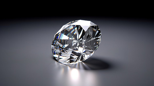 灰色背景上高品质钻石的 3D 渲染
