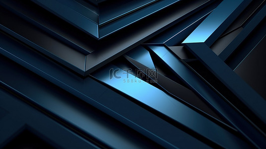优雅奢华的抽象蓝色几何线条的 3D 插图，非常适合具有复古背景的企业和商业模板