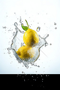 柠檬水滴背景图片_柠檬与泼水