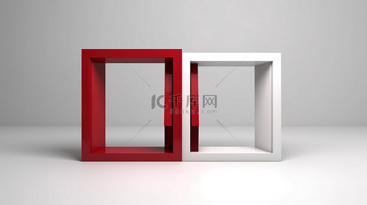 黑白单框，水平和垂直方向带有红色强调