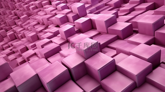 抽象背景紫色粉红色几何 3D 混凝土墙，具有褪色视角