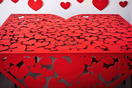 浪漫心背景背景图片_一张满是红心的旧桌子