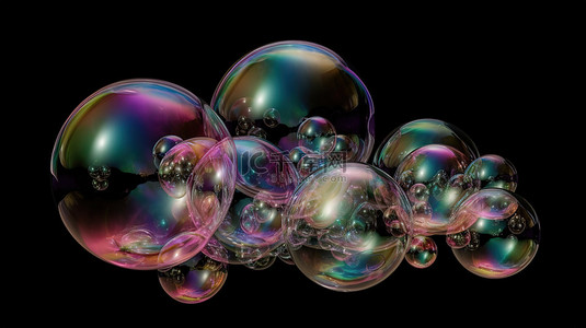 清晰的 3d 渲染中的孤立抽象肥皂泡