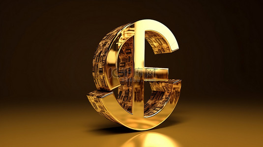 金色金钱背景图片_3D 渲染金色横幅设计，以美元符号为特色