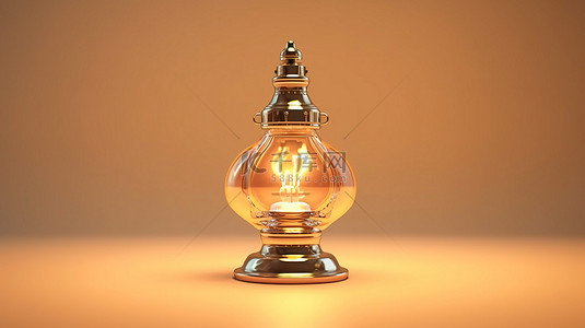 古代的油灯背景图片_米色和白色背景下优雅灯光经典油灯的 3D 渲染