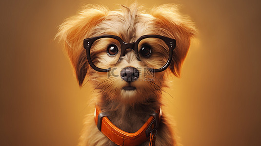 3D 艺术作品中可爱的狗狗运动眼镜