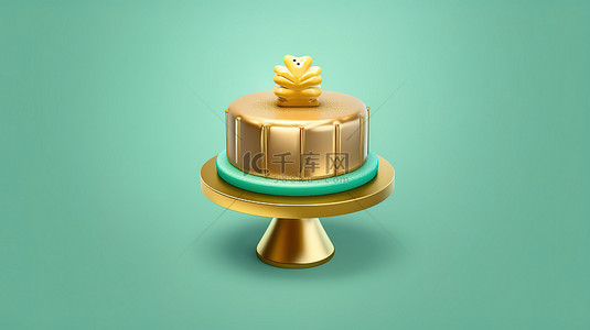金色蜡烛背景图片_生日蛋糕 3d 渲染社交媒体符号的图标