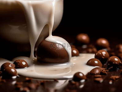 牛奶巧克力豆美食甜品摄影广告背景