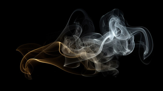 抽油烟雾效果背景图片_黑烟的抽象形式以 3D 形式可视化