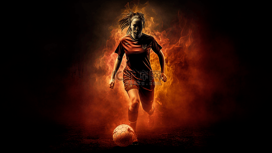 世界杯足球场背景背景图片_奔跑的女足运动员广告背景