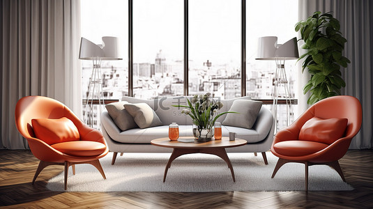 3d 客厅设计中的现代家具