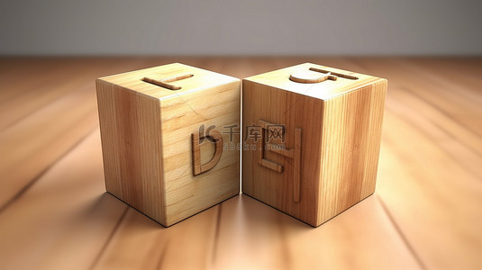 爱情两个人背景图片_木块立方体在“他”和“她”之间旋转的 3D 渲染